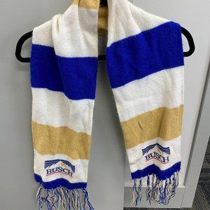 Vintage Scarf, Busch, Medium size, Blue white and gold color
